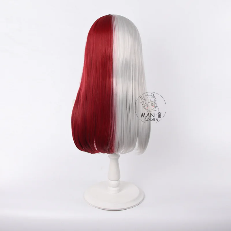 My Hero Academy Shoto Todoroki Versão Feminina Peruca Cosplay Vermelho Branco Doujin Gender-Swap Presente de Halloween