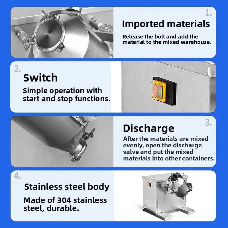 Mixing Machine Three Dimensional Powder Granules Mixer 3d Rotating Drum Powder Blender Mixer