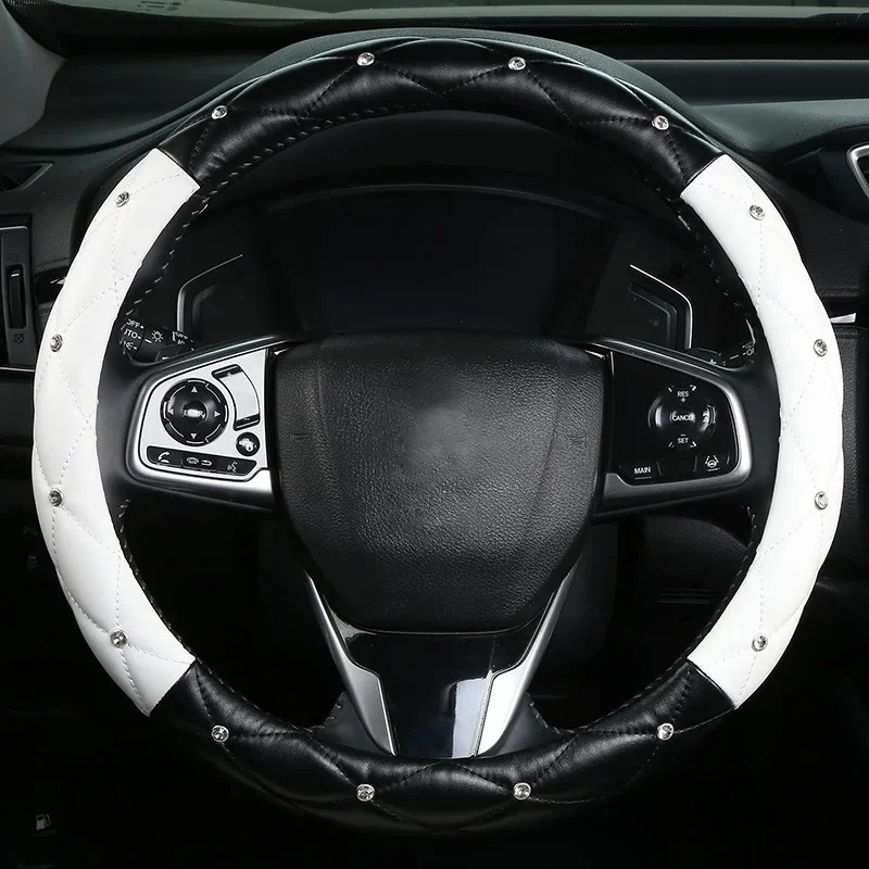 Fashion Ladies' Car Steering Wheel Covers Leather Universal Steering Wheel Protective Cover Cute Car Accessories Steering Covers
