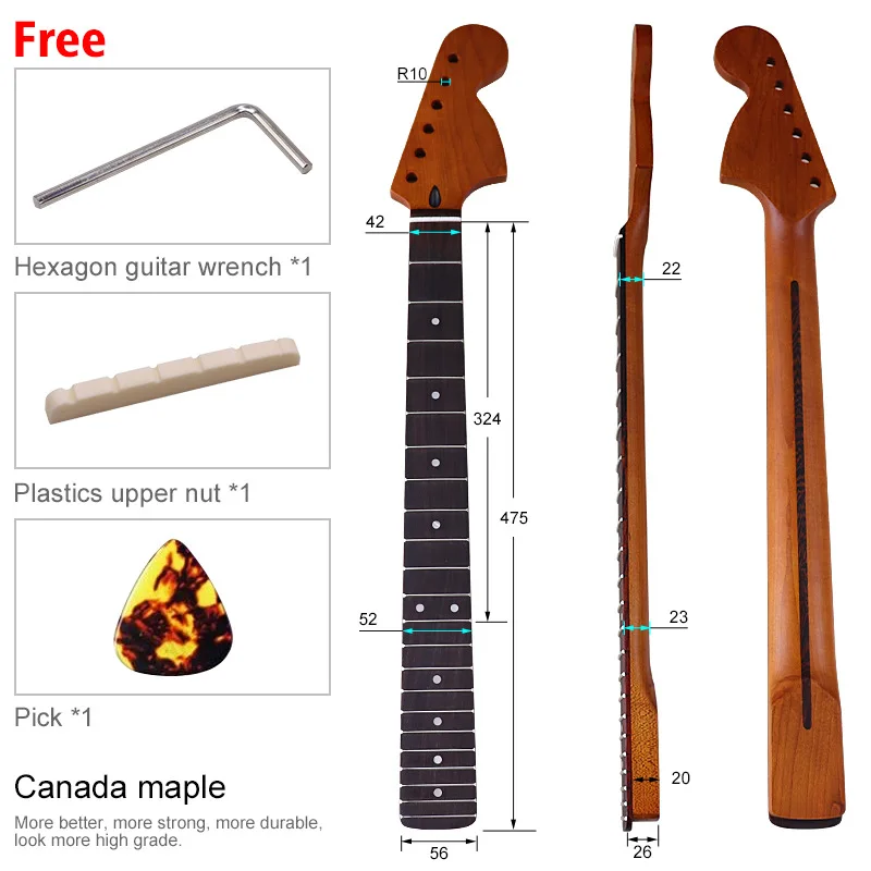 

Electric guitar neck big head roasted maple 6 strings 22 frets rosewood fretboard musical instrument accessories modification