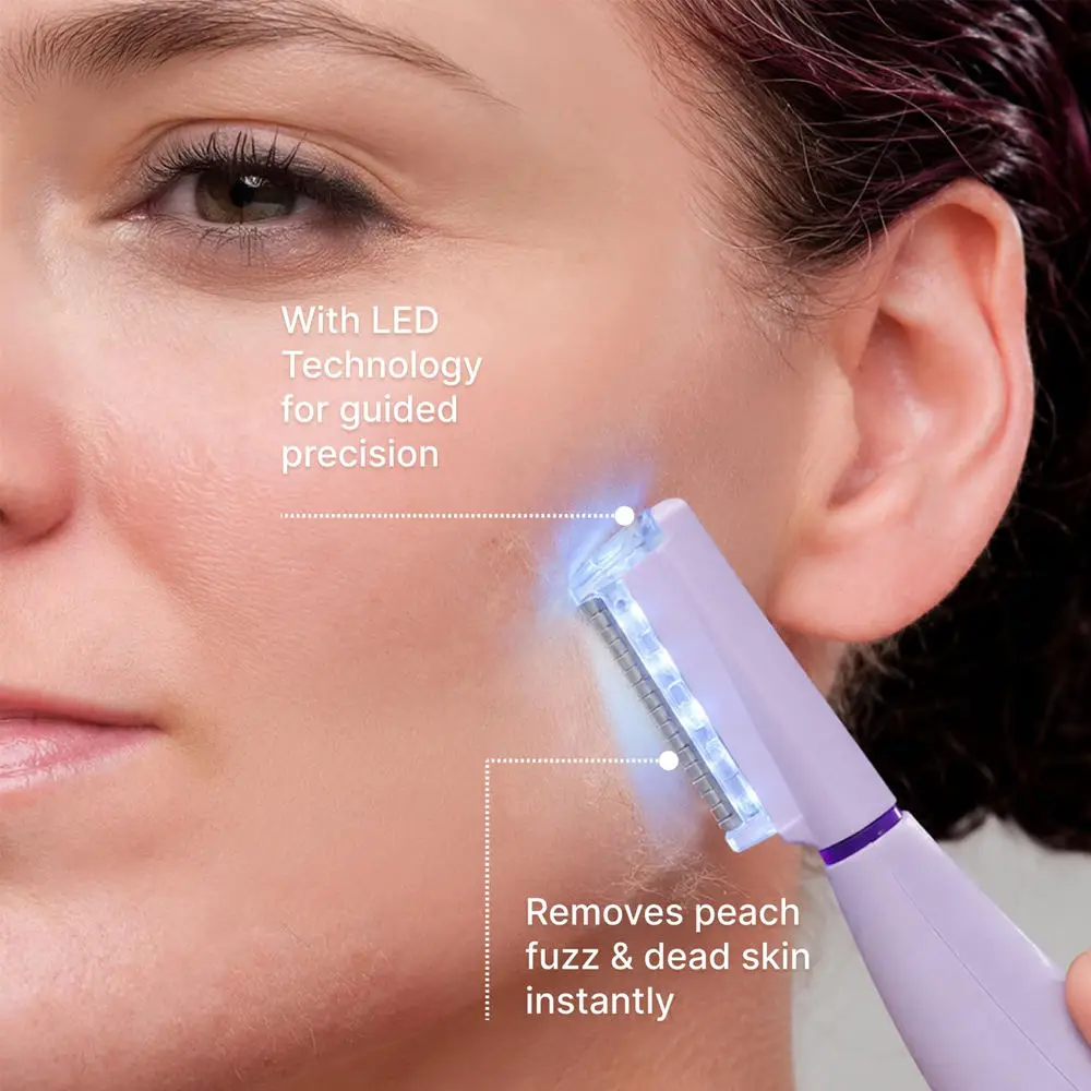 Sonic Dermaplane Razor for Women Face, Electric Dermaplaning System & Eyebrow Trimmer, Facial Exfoliation & Peach Fuzz Removal