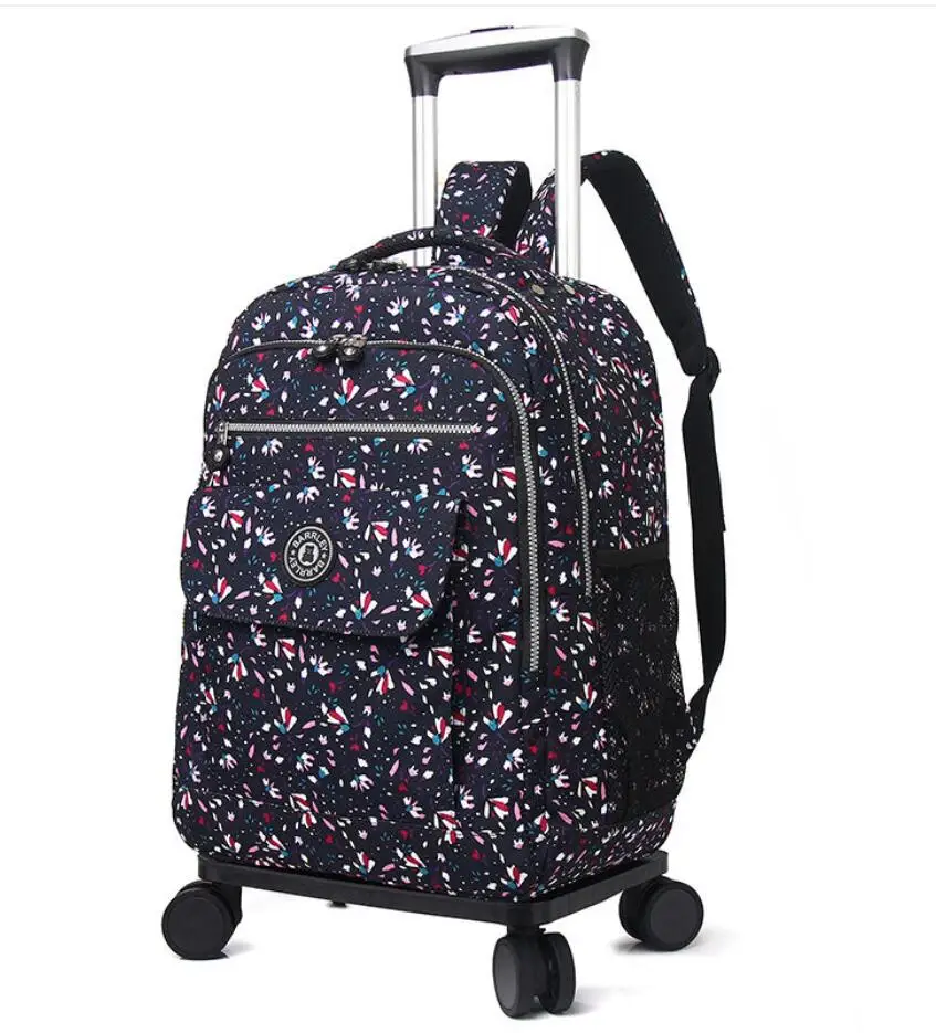 Women travel Trolley bags Women soft cabin size rolling luggage wheeled Backpack Women 20 inch Carry on hand luggage suitcase