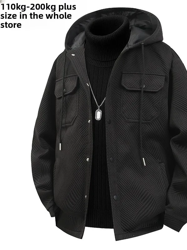 

Extra Large Men's Workwear Jaet Casual Loose Fit with Hood plus Size Faionable Autumn Winter Coat for Fat Men