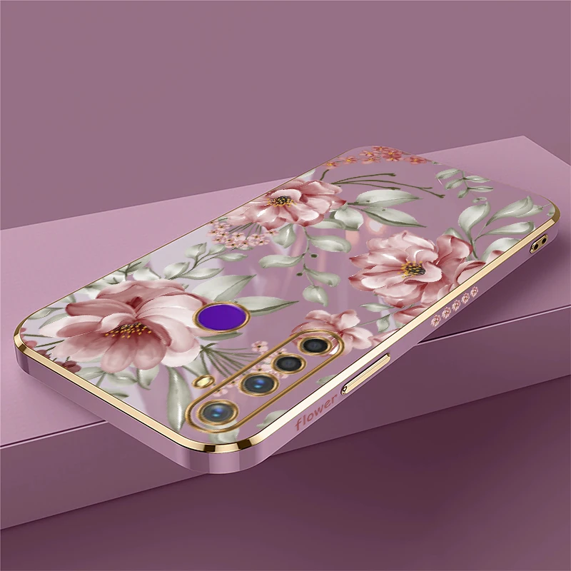 Phone Case For OPPO Realme V5 Q5 Q3i Note 60 GT Master Neo 3 2 Pro X X7 Pro V25 V13 Fashion Flower Plating Soft Silicone Cover