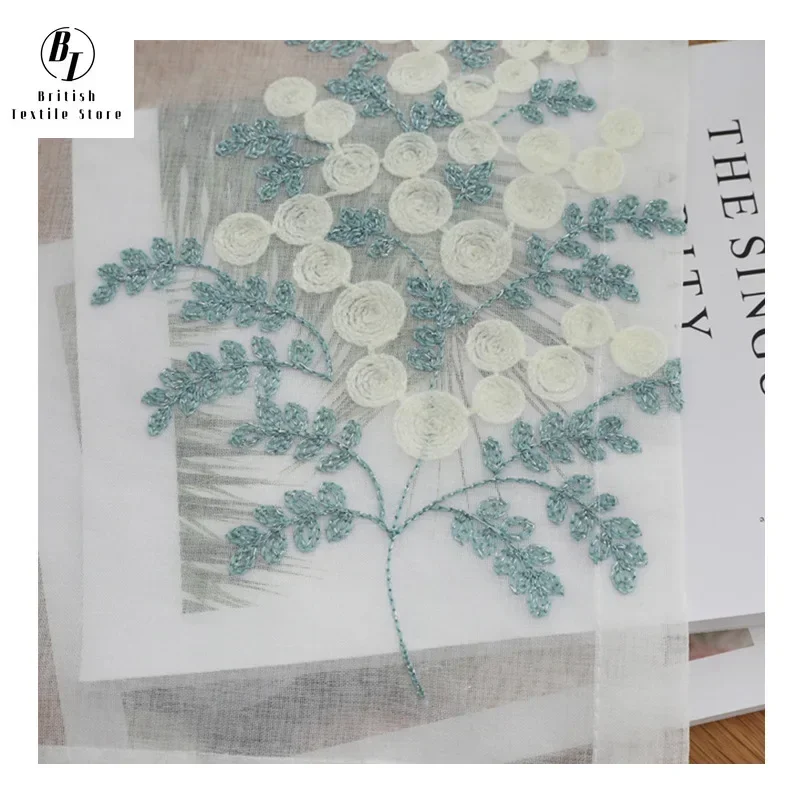 Modern Embroidered Tulle Curtains Window Screen for Living Room Bedroom Tree pattern Voile Sheer Curtains for Kitchen Door Drape