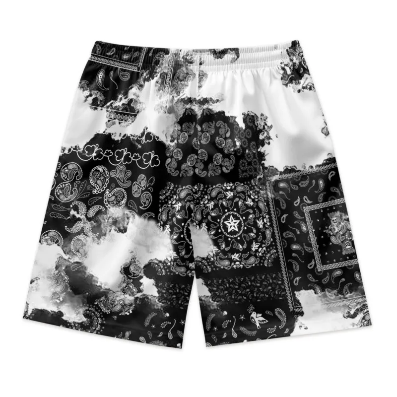 Ethnic Paisley Print Drawstring Waist Shorts Quick Dry Breathable Polyester Sport Shorts Streetwear Clothing Bottoms