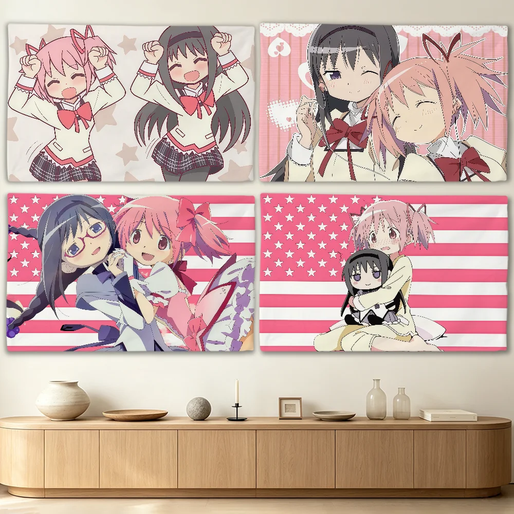 アニメ「魔法少女まどか☆マギカ」の旗、リビングルーム、自宅、 - Outdoor Camping Anime のレビューと価格