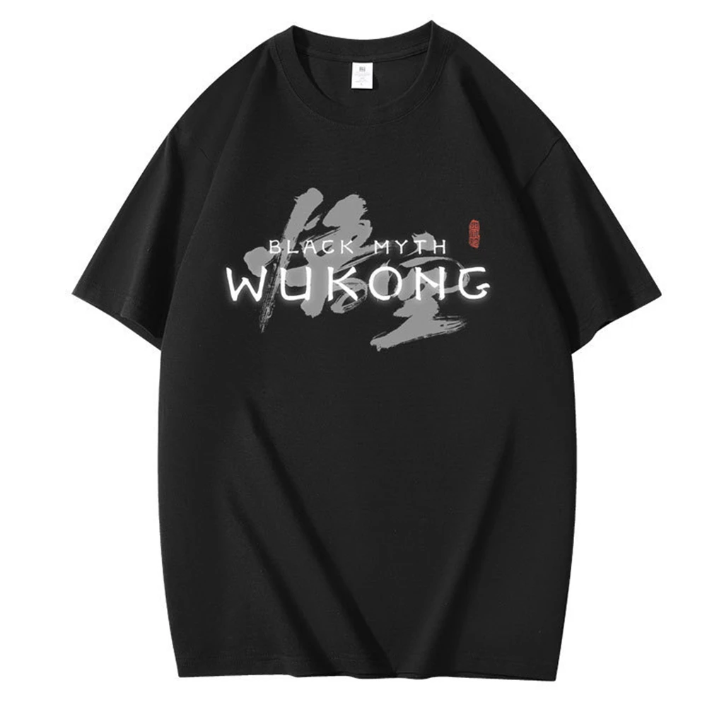 Women's Tops Wukong letter printed cotton T-shirt summer unisex round neck short-sleeved shirt clothing