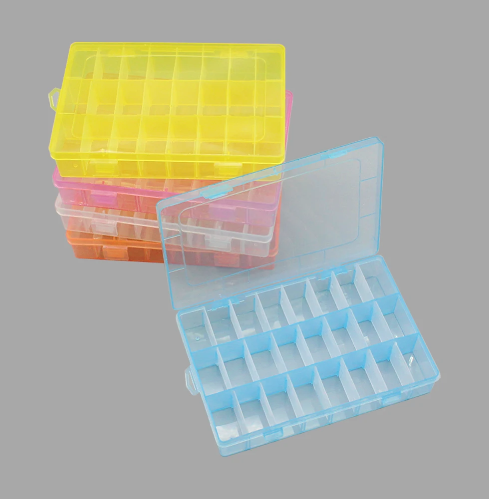 

24 Slots Separable Colorful Portable Jewelry Tool Storage Box Container Ring Electronic Parts Screw Beads Organizer Plastic Box