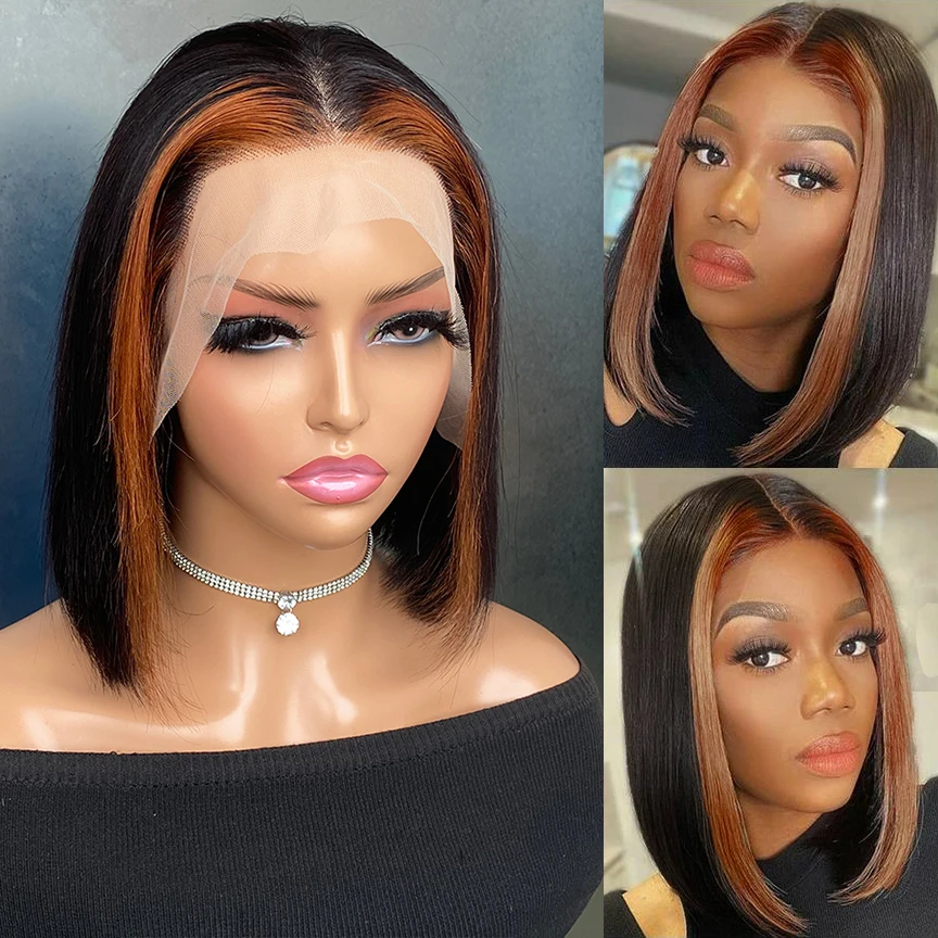 

Bob Straight Highlight 13x4 Lace Front Human Hair Wigs Brazilian Remy Human Hair Wigs For Women 100% Human Hair