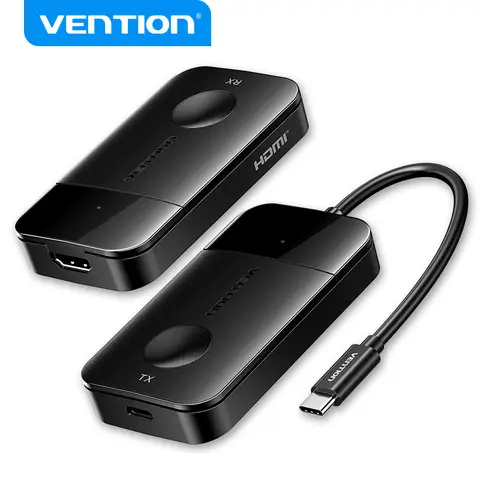 Vention Wireless USB-C to HDMI Transmitter Receiver Adapter for iPhone 16 15 50M 5GHz 4K PD 60W Type C Adapter for TV Monitor