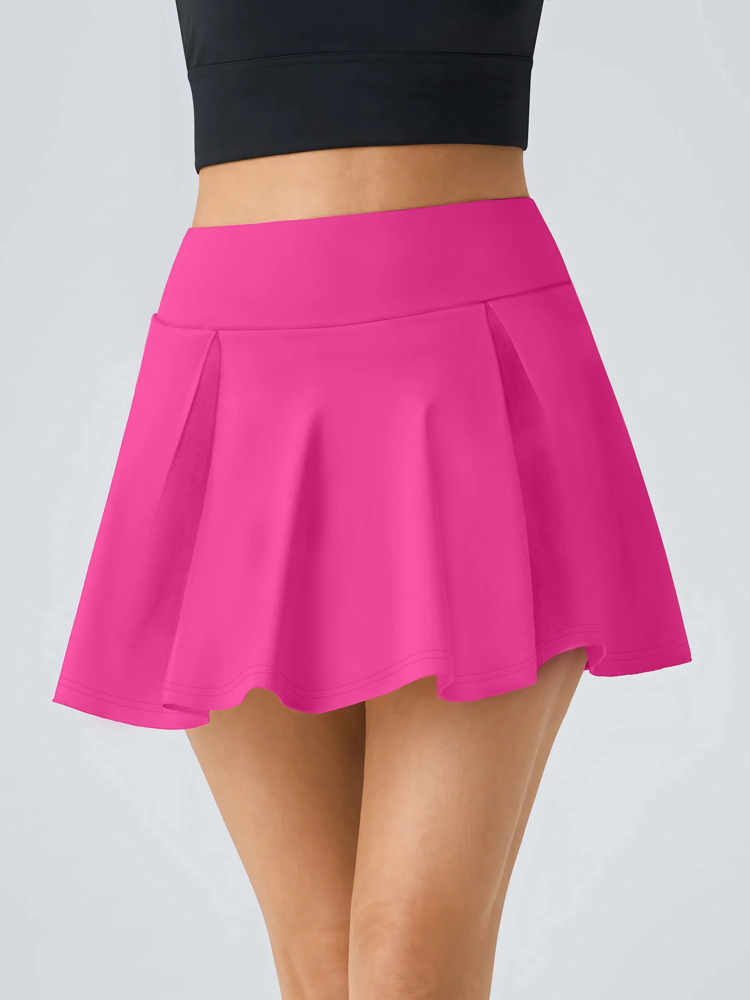 Damen High-Waist A-Linien Skort, Retro, einfarbig, fließend, 90er Hongkong-Stil, lässig, figurbetont – Detail 13