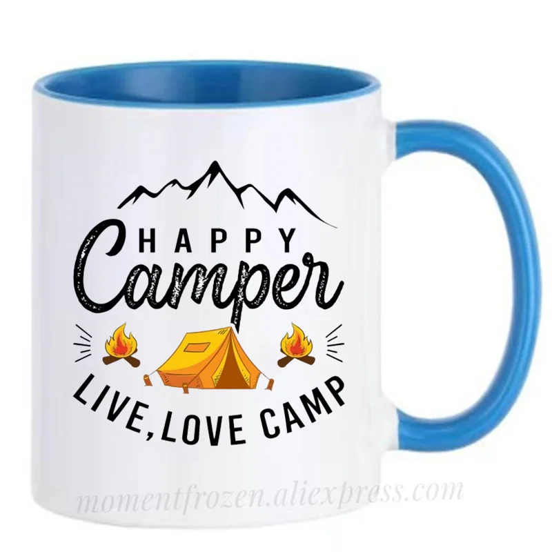 

Happy Camper Mugs Live Love Camp Cup Camping Campfire Bonfire Travel Hiking Coffee Mugen Coffeeware Mountain Adventure Drinkware