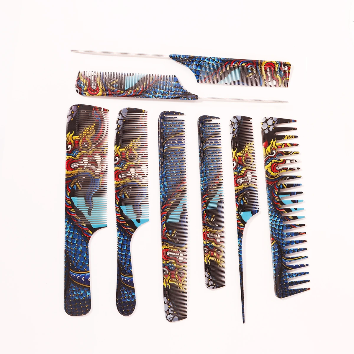 1 piece personalized Chinese pattern professional hairdresser men\'s and women\'s pointed ponytail comb Special for real hair wigs