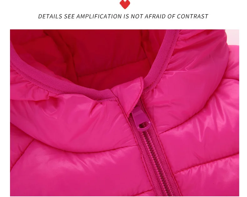 Kinder-Daunenjacke für Jungen und Mädchen für Herbst und Winter, leichte, einfarbige, warme Jacke mit Reißverschluss und Kapuze, Größe 3-14 Jahre. – Detail 16