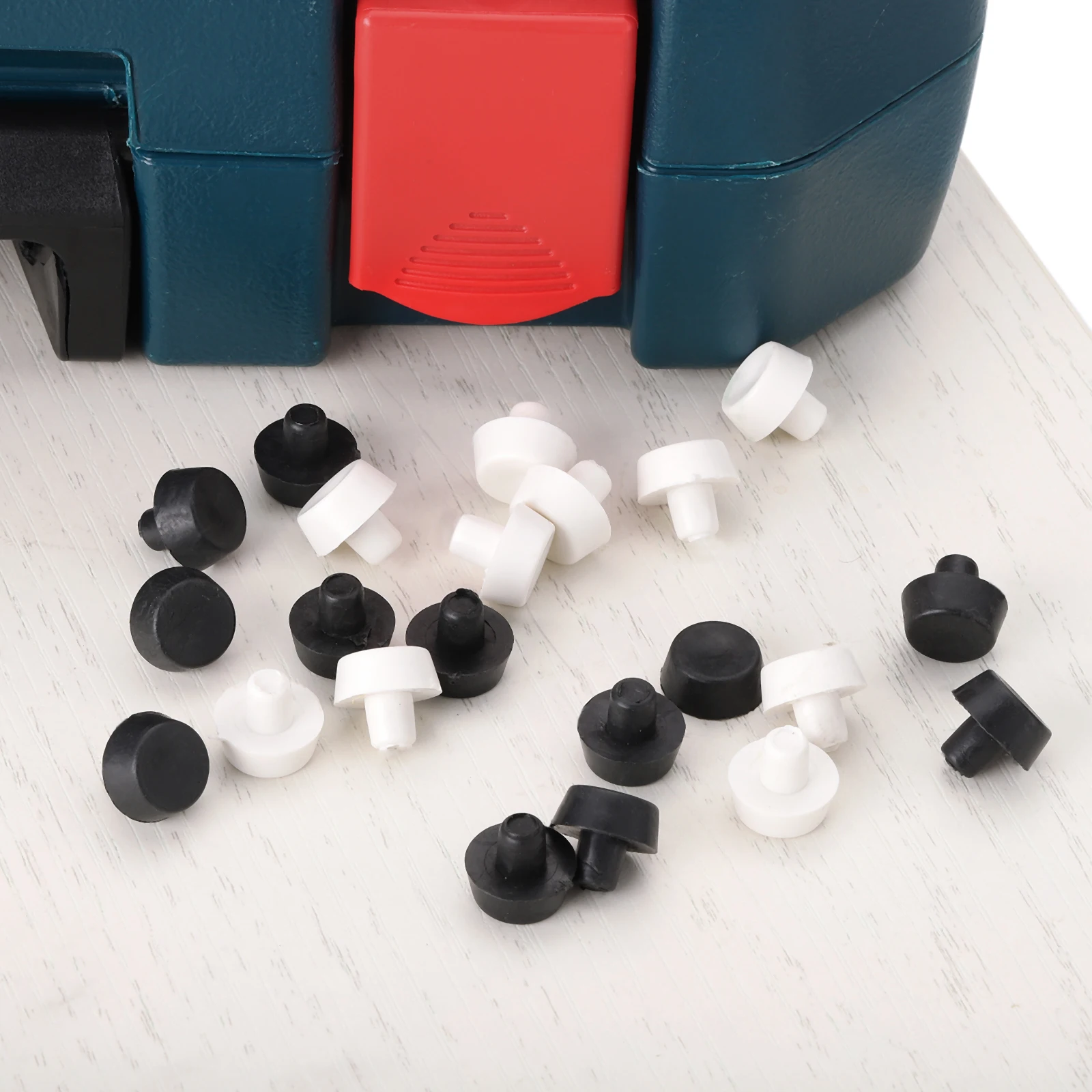 50 Pcs Rubber Stem Bumper Glides Glass Top Table Bumpers with Stem 1/4 Inch Hole for Cabinet Doors Patio Furniture Black White