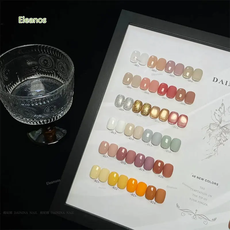 Eleanos Pop สี 48 สี 15ml ทั้งชุด Cat Eye Gel เล็บ Soak Off Jelly Glitter เจลสีการ์ดเล็บ Salon