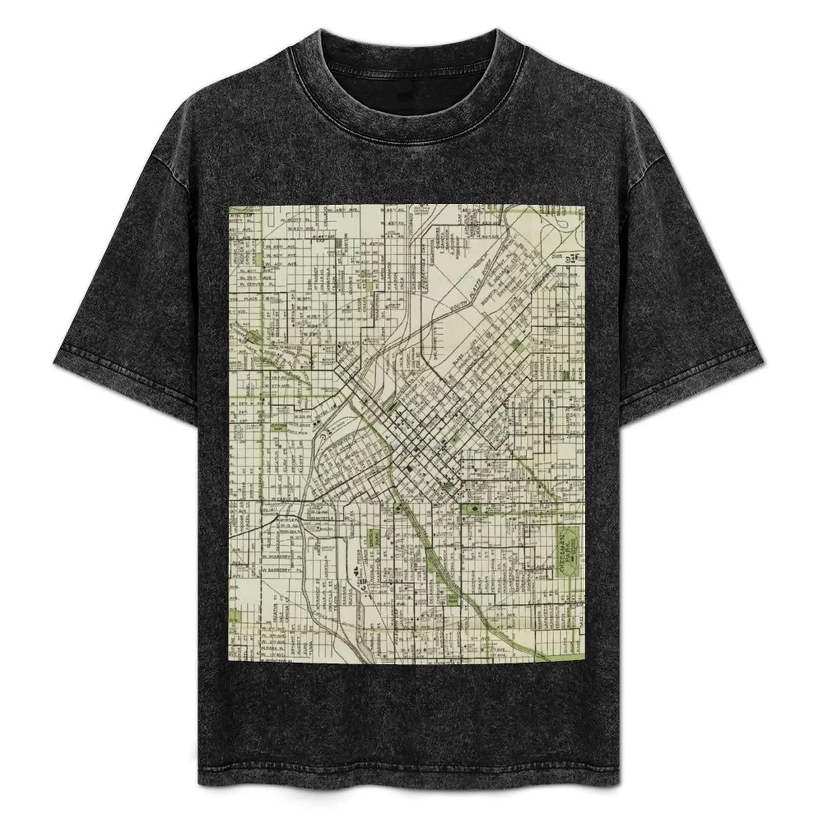 

Vintage Map of Denver Colorado (1911) T-Shirt croswit shirt man customizeds anime shirts men