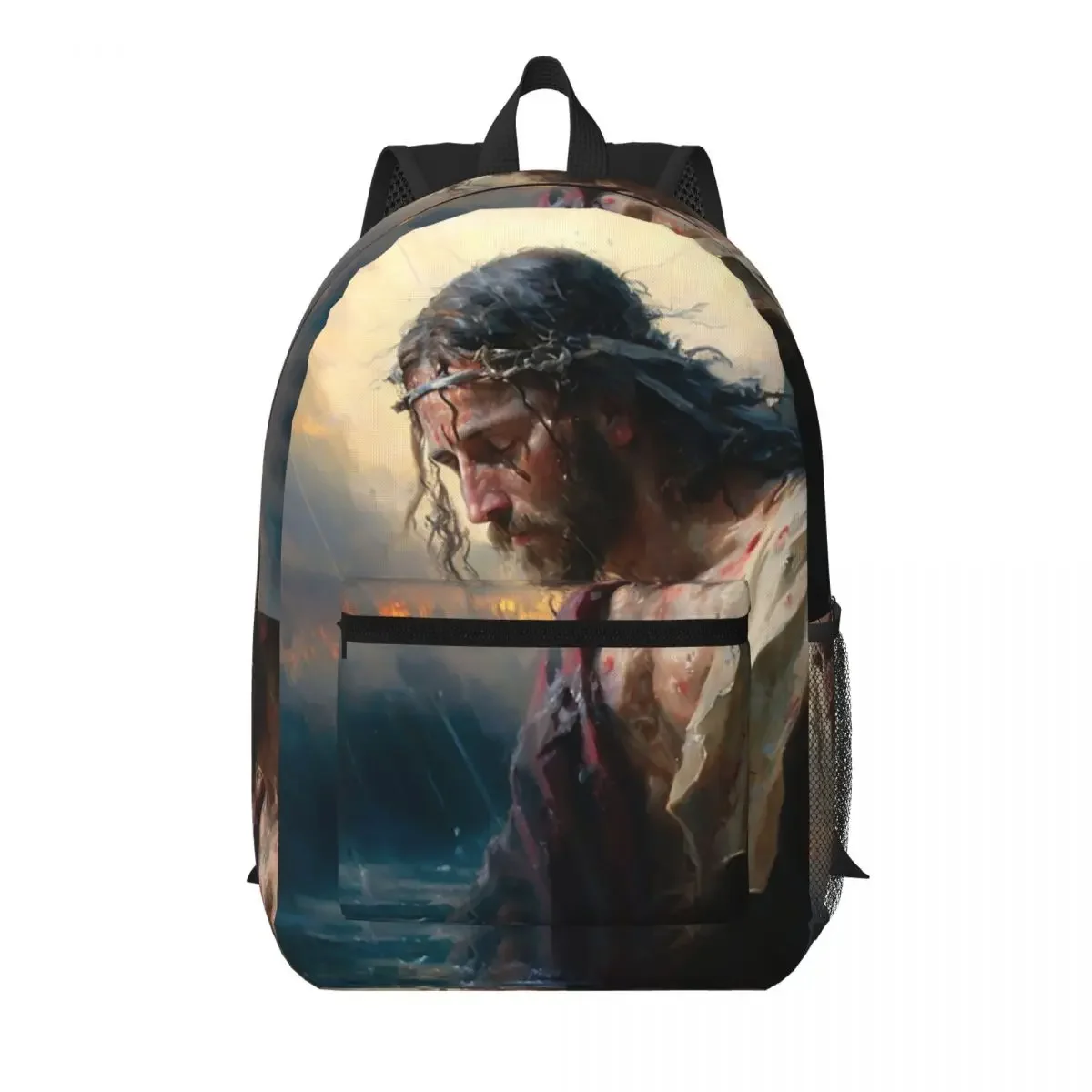 Jesus Christ Suffering Redemption Cross Chest Student Backpack School Bag Hiking Travel Daypack for Unisex Bookbag Shoulder Bags
