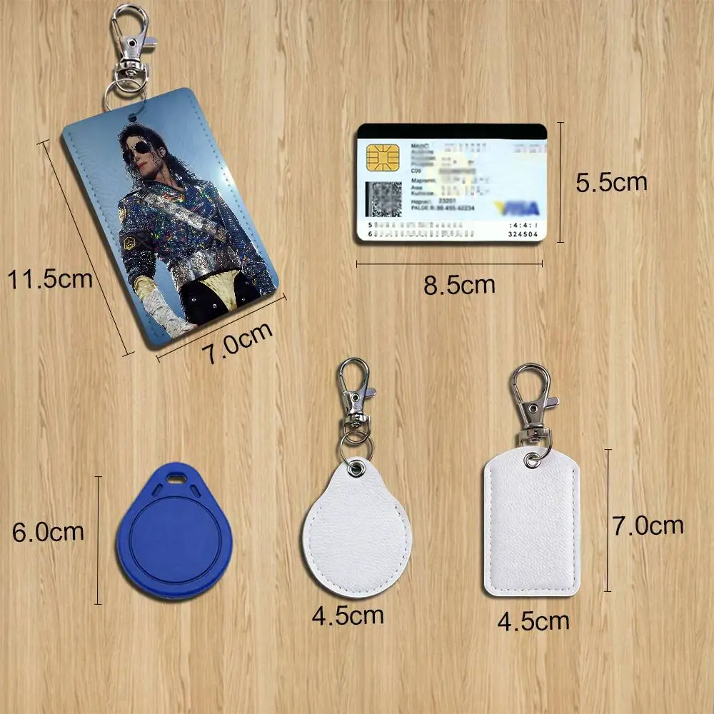 Dance King Michael Jackson MJ Card Holder With Keychain Executive Protection For Bank Credit Subway Bus Case