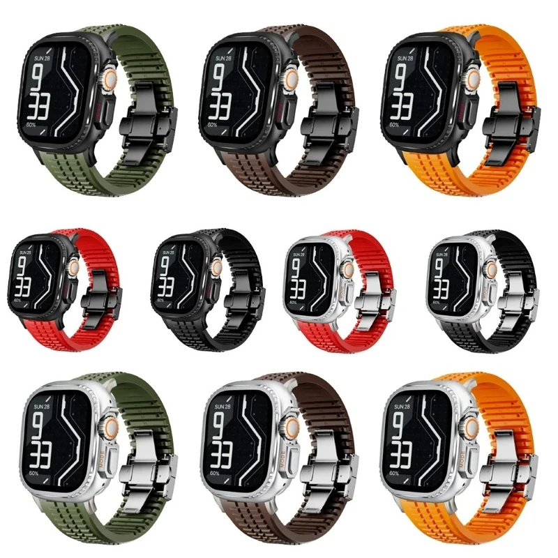 Metal Silicone Strap for Apple Watch Ultra 49mm Series 10 46mm High Quality Band Cover for Series 9 8 7 6 5 4 SE 45mm 44mm