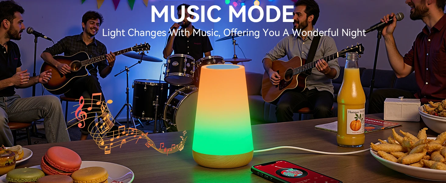 Tuya Smart APP WIFI Table Lamp Ambient Bedside Lamp Remotely Controlled Bedside Lamp Night Light with Multiple Lighting Modes