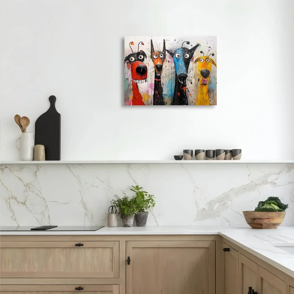 إطار من الصنوبر الصلب بسمك 1.5 بوصة، فن حيواني تجريدي ملون، مثالي للديكور الداخلي