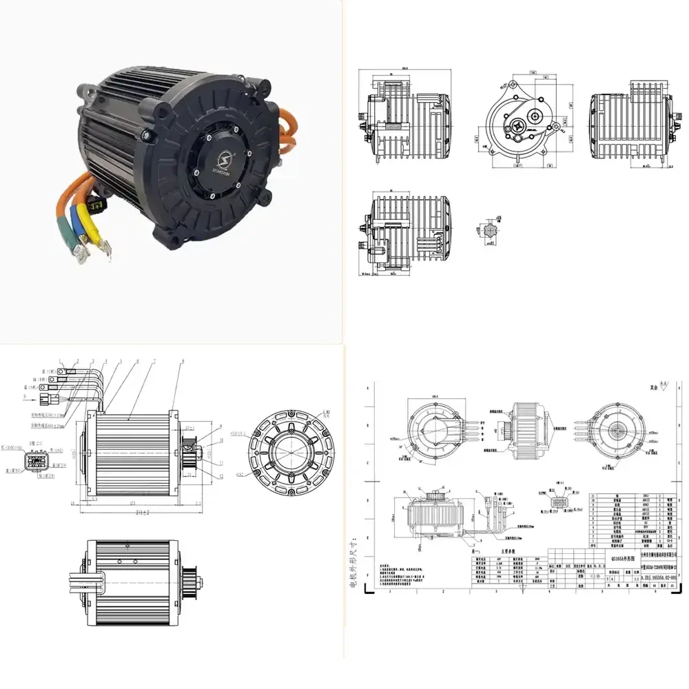

Magnetic Encoder and Hall Type 12,000 Watt Electric Vehicle IPM PMSM Medium Drive Motor with Internal Transmission