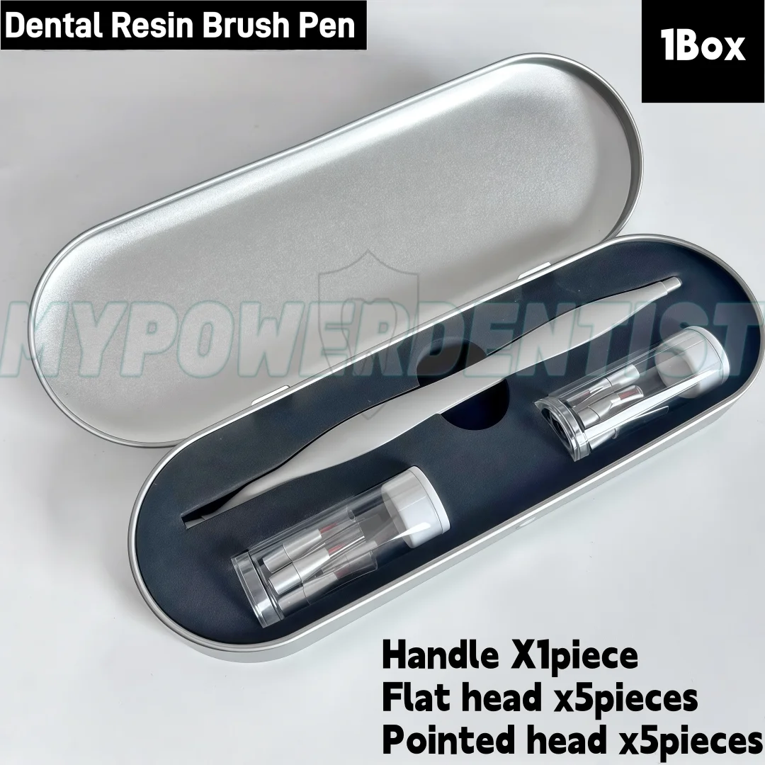 

1Box Dental Resin Brush Pen Mini Micro Replaceable Brushes Head Straight/Curved Pen Dental Lab Study Tool