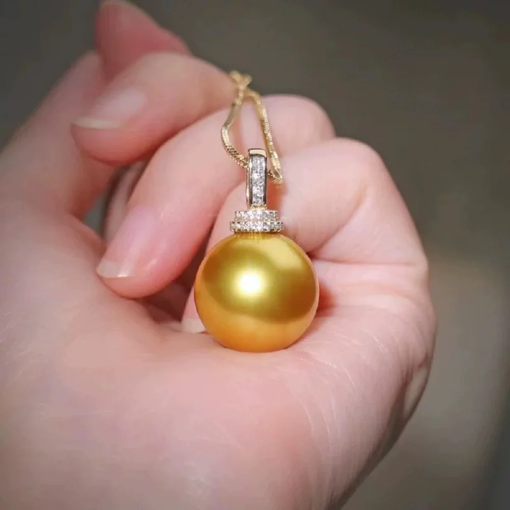 

Beautiful pendant AAAA10-11mm natural South Sea round pearl necklace 18in-925s