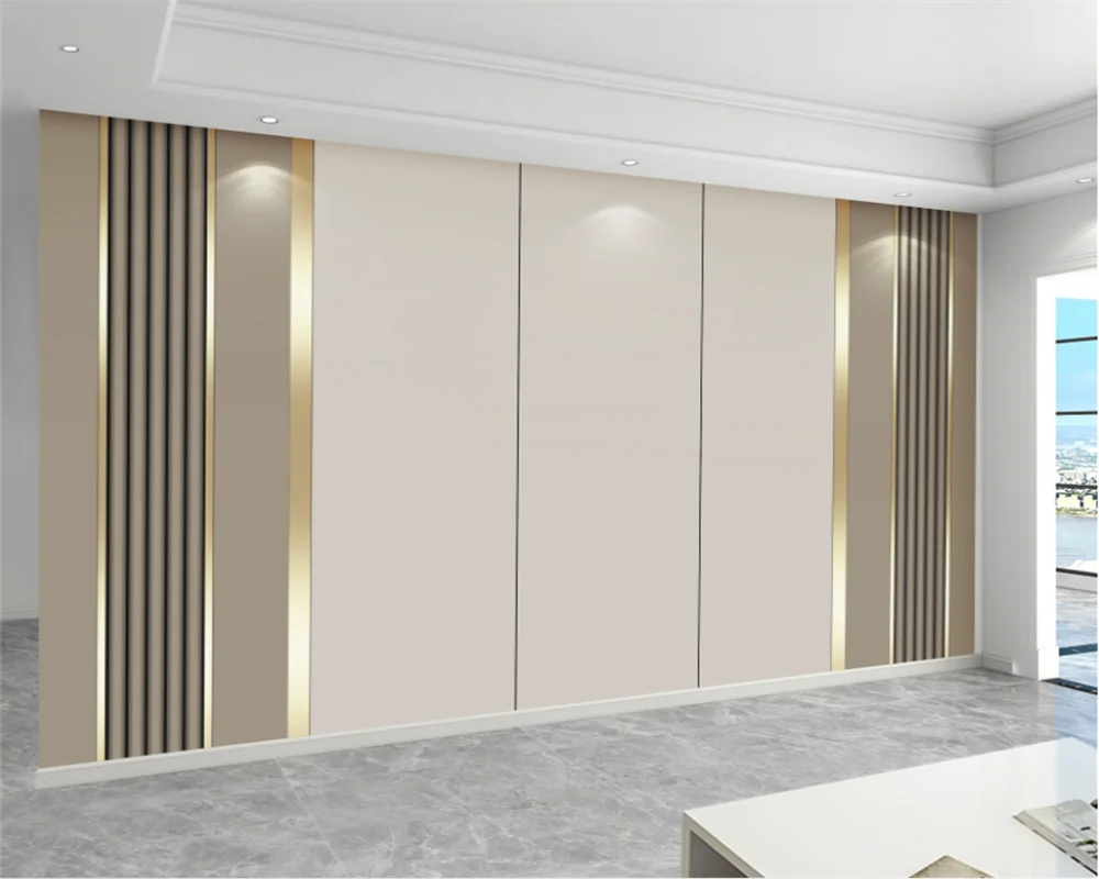 

beibehang Custom vertical stripe grille bar papel de parede TV background Modern living room bedroom movie wallpaper