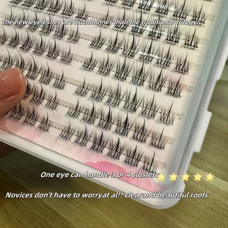 384 szt. Łatwe w aplikacji sztuczne rzęsy w kształcie klasy słonecznika dla kobiet - naturalny wygląd, duża pojemność, skręt D, 10-12 mm