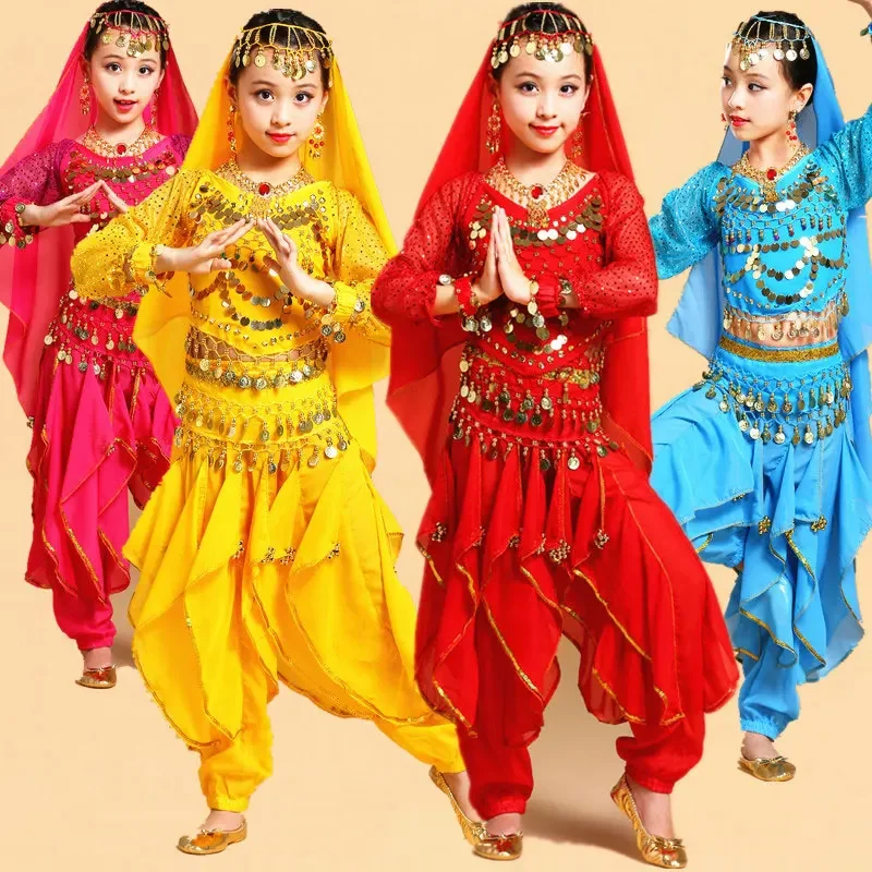 

Long Sleeve Kid Girls Belly Dancing Costume Set Kids Performance Indian Dance Children Girl Bellydance Girl Egypt Dance Costumes