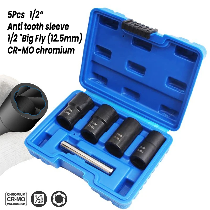 

5Pcs Screw Extractor Kit Damaged Screw Remover And Bolt Extractor Impact Bolt Extractor Socket Tool Set for Industrial