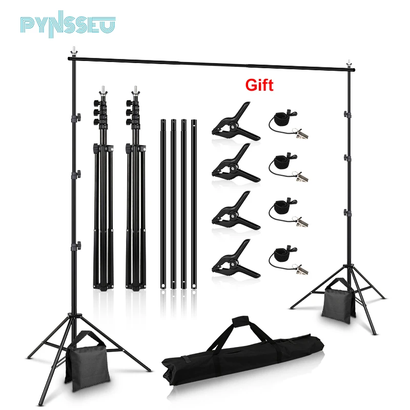 PYNSSEU Photo Background Stand ,5 Size Adjustable Photography Muslin Chroma Background Support with Carry Bag for Birthday Party