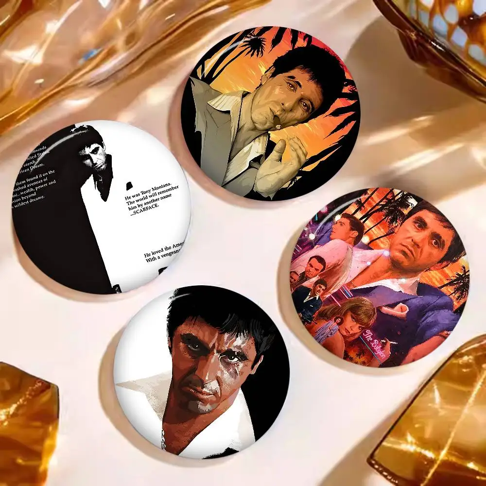 Movie S-ScarfaceS 58mm Cute Series Pins Funny Badge Interesting Cartoon Animals Brooches Backpack Clothes Gift Accessory