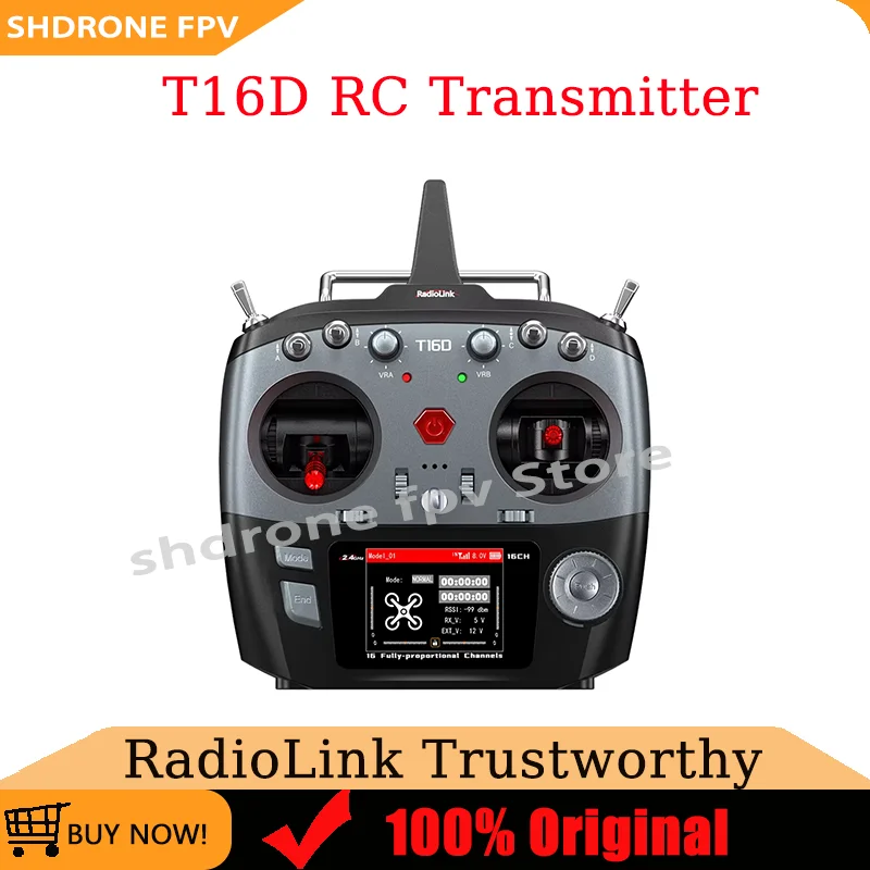 

RadioLink T16D RC Transmitter Remote Controller 16 Channels 2.4GHz with R16F Receiver Remote Controller for UAV FPV Drones