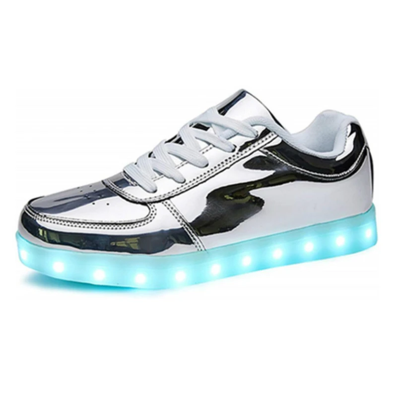 RayZing Moda Unissex Sapatos Led Para Adultos Schoenen homens Casuais Chaussures Lumineuse Light Up Shoes amante Luminoso Ouro Prata