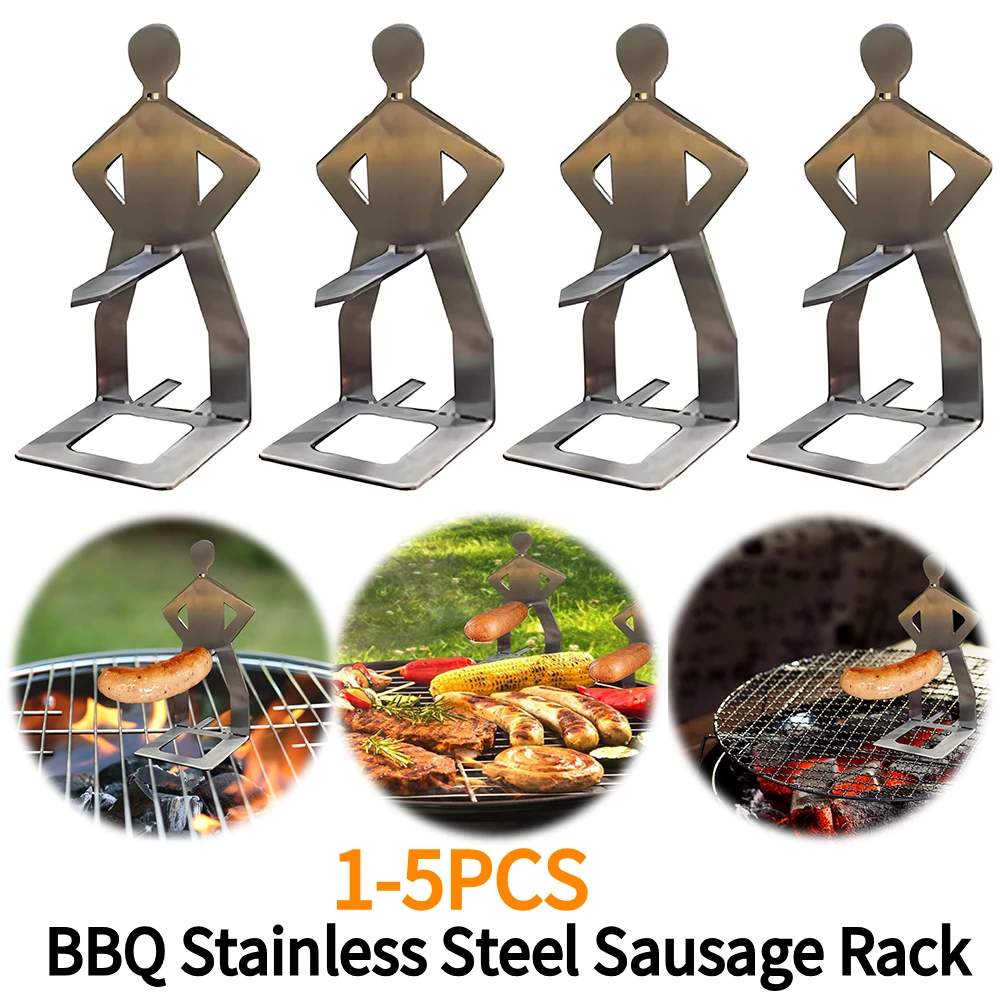 1-5 uds asador de salchichas de acero inoxidable novedad barbacoa soporte para perritos calientes de pie hombre estante de salchichas para barbacoa Camping viaje de primavera