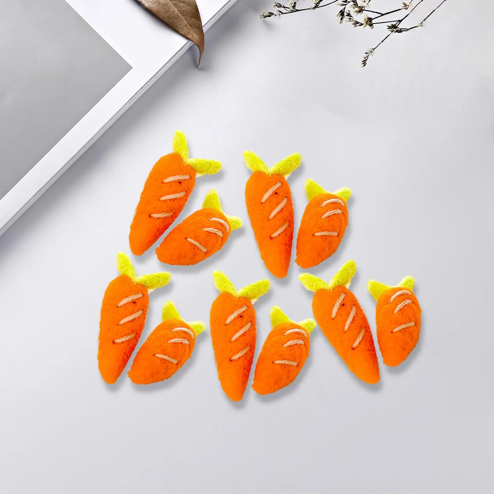 10x Carrot Ornament Handmade Centerpiece Wool Felt Carrot DIY Crafts for Christmas Baby Clothes Birthday Baby Shower Hair Clips