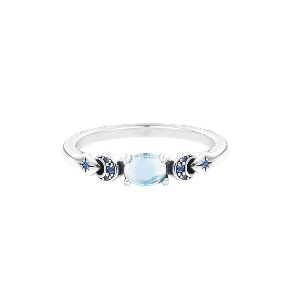 Princess Blue Jasmine Ring Authentic 925 Sterling silver Jewelry Ring For Woman European Silver Rings For Jewelry Making