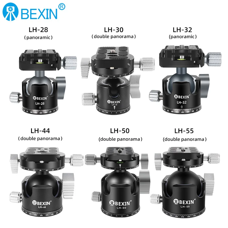 Low Profile Tripod Head Universal Panoramic Ball head for Camera CNC Metal 55mm Ballhead Mount with extra Quick Release Plate