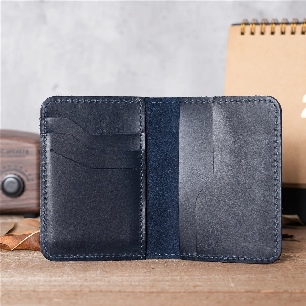 Vintage Genuine Cowhide Leather Card Wallet for Men Credit Card Holder Short Purse Bofold Wallets Money Cash Clip NT003