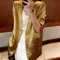 Luxury Short Sleeves Blazers Women White Black Suit Summer Thin Jacket Office Ladies Tops High-end Blazer Mujer New