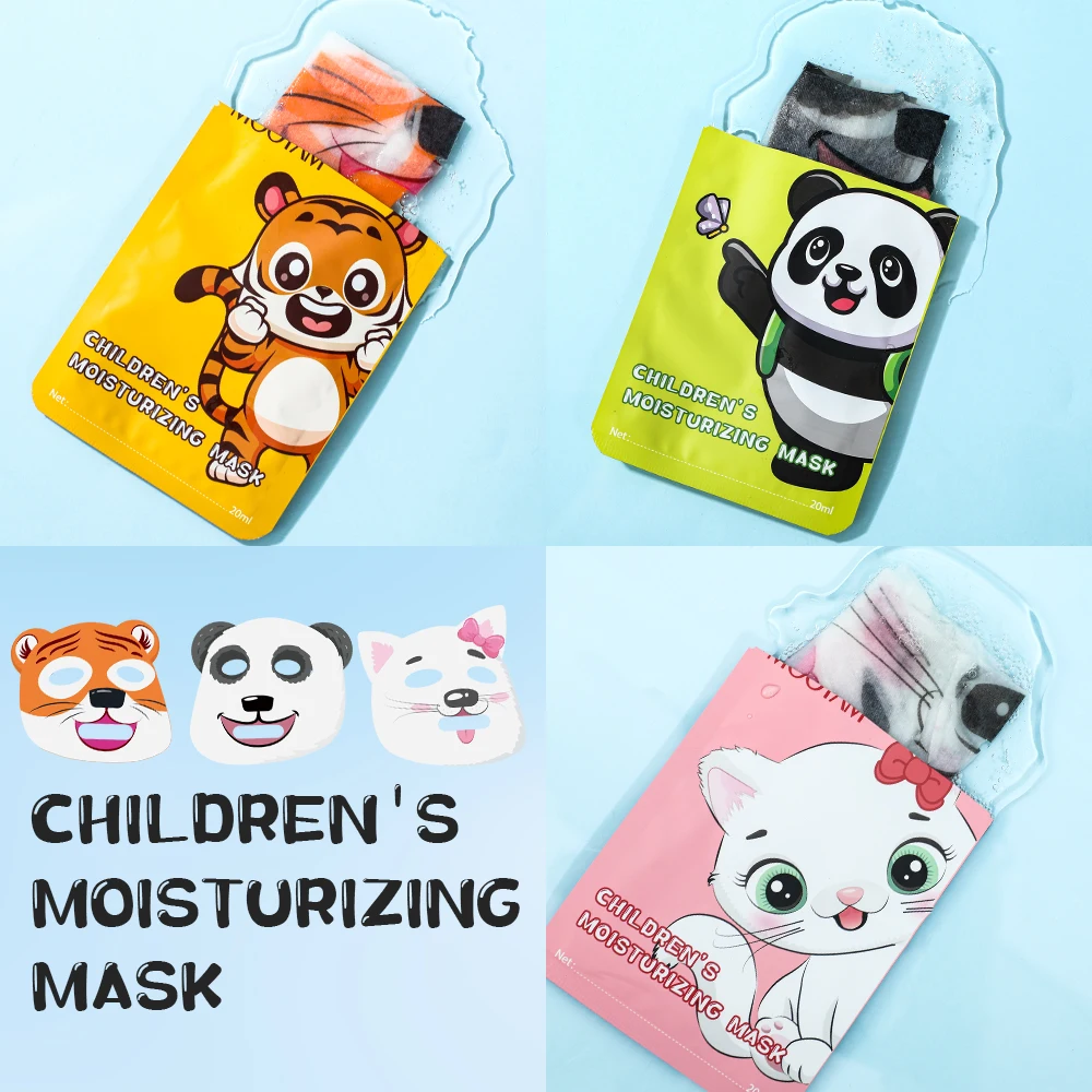 Animal Children\'s Sheet Mask (Pack of 5) Skincare Beauty Kids Spa Moisturize Face Masks For Birthday Party Gifts