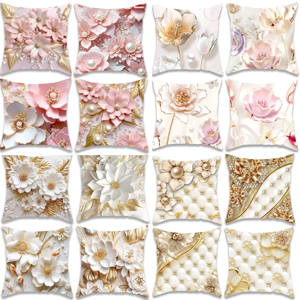 1Pc Luxury Square Pillow Cover 18x18 In Throw Pillowcase Floral Pattern Home Decor Cushion Cover for Sofa Pillow Cases