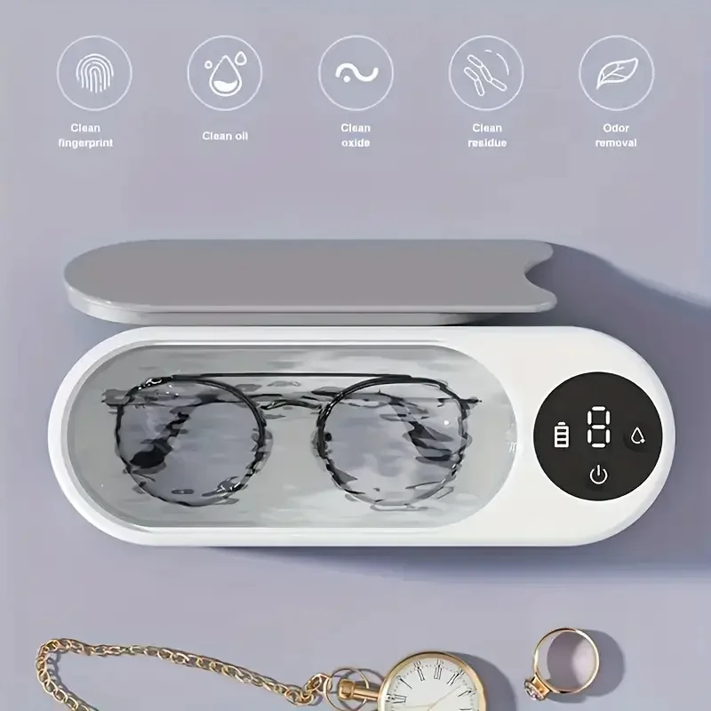 

360° Ultrasonic Jewelry Cleaner, USB Rechargeable for Watches, Rings, Glasses, Earrings, Dental Tools, Stain Removal, Multifunc
