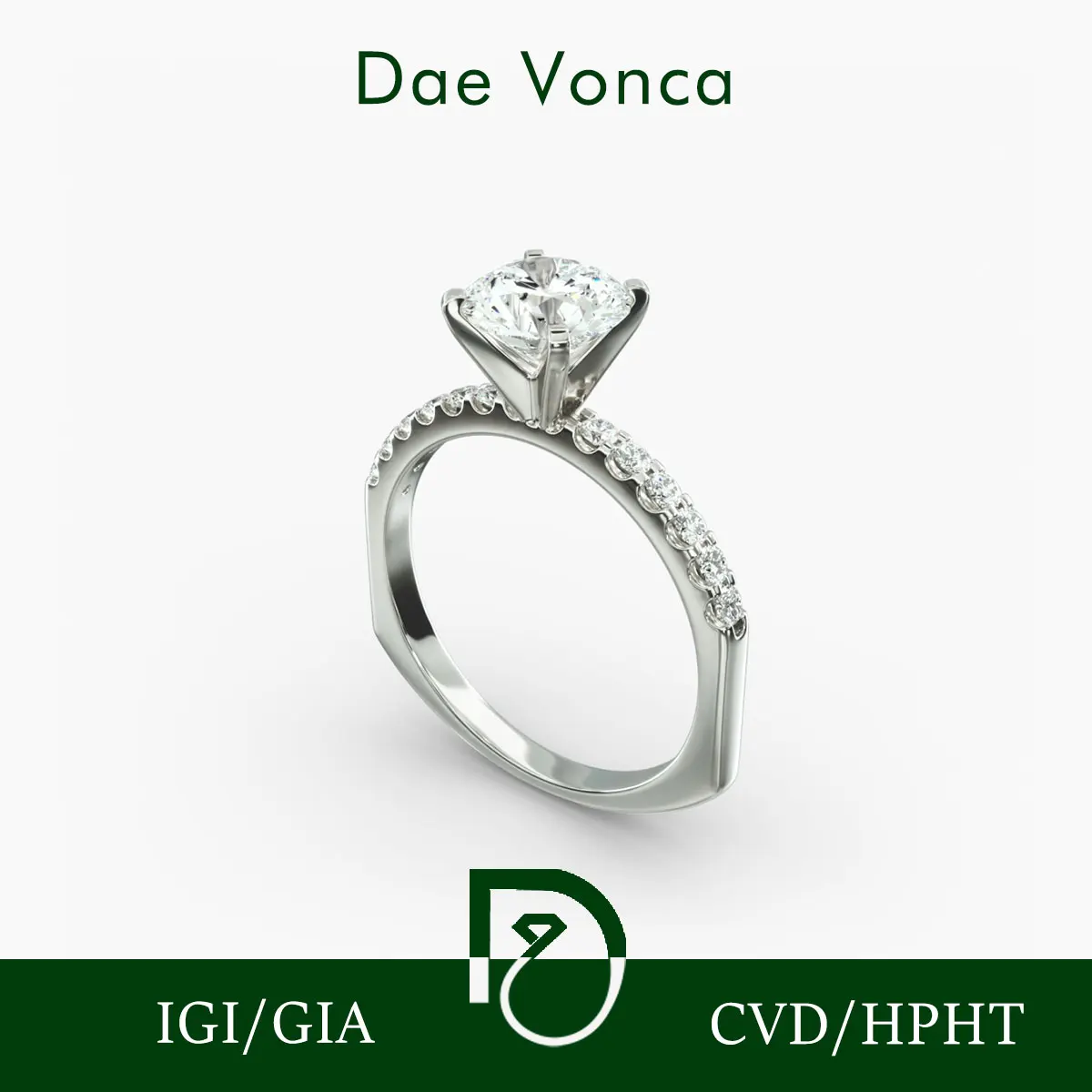 

14K White Gold Pavé Diamond Engagement Rings 0.5-3.0ct Round Cut Genuine Lab Grown Diamond Ring For Women