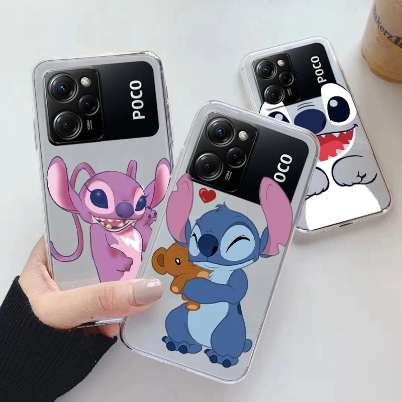 Stitch Angel Cute Case For Poco X5 X 5 Pro 5G Phone Cover Soft Silicone Cartoon Anime Funda For Xiaomi PocoX5 Coque Transparent