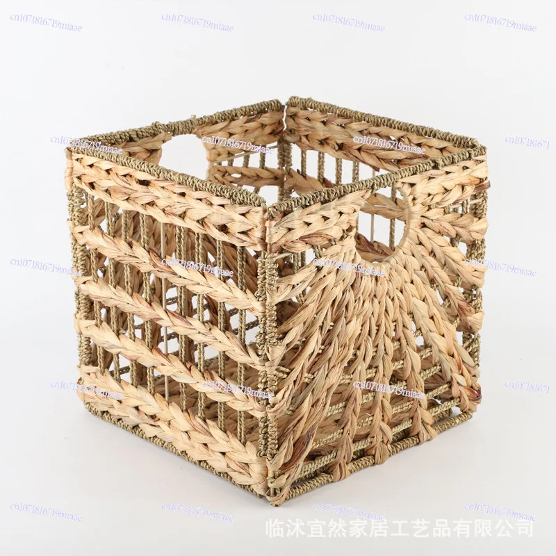 Water Hyacinth Grass Storage Basket Seaweed Woven Foldable Storage Basket Home Sundries Rattan Storage Basket